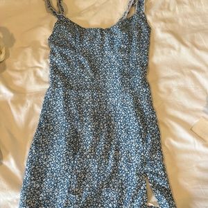Beginning boutique blue slit mini dress